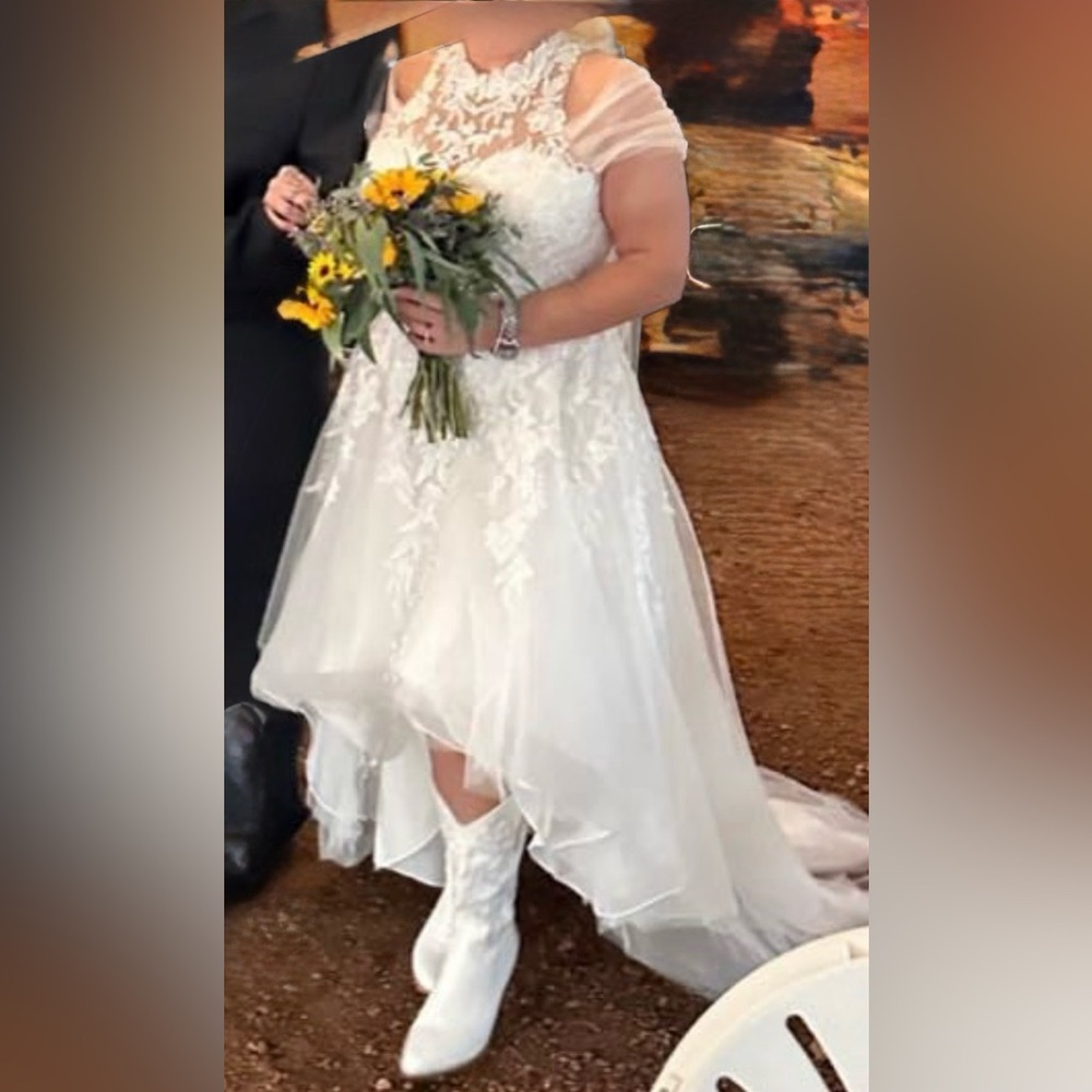 David's Bridal White High Low Dress